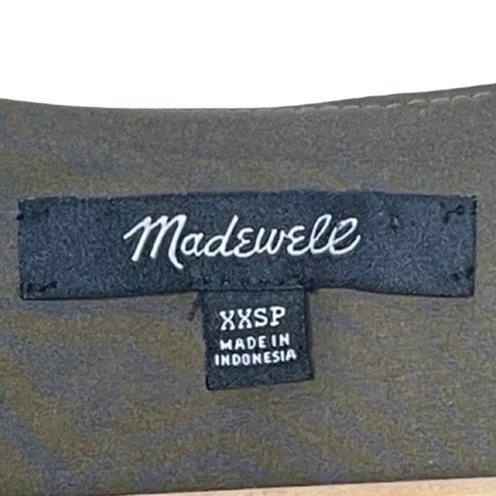 MADEWELL | Olive Green Floral Cinched Waist Wildblooms Midi Dress | Size XXSP - Picture 10 of 14